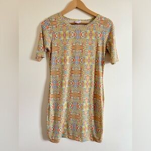 2/$15 LulaRoe Women Shirt Dress Small Geo Multi Fitted Boho Tribal Stretch Indie